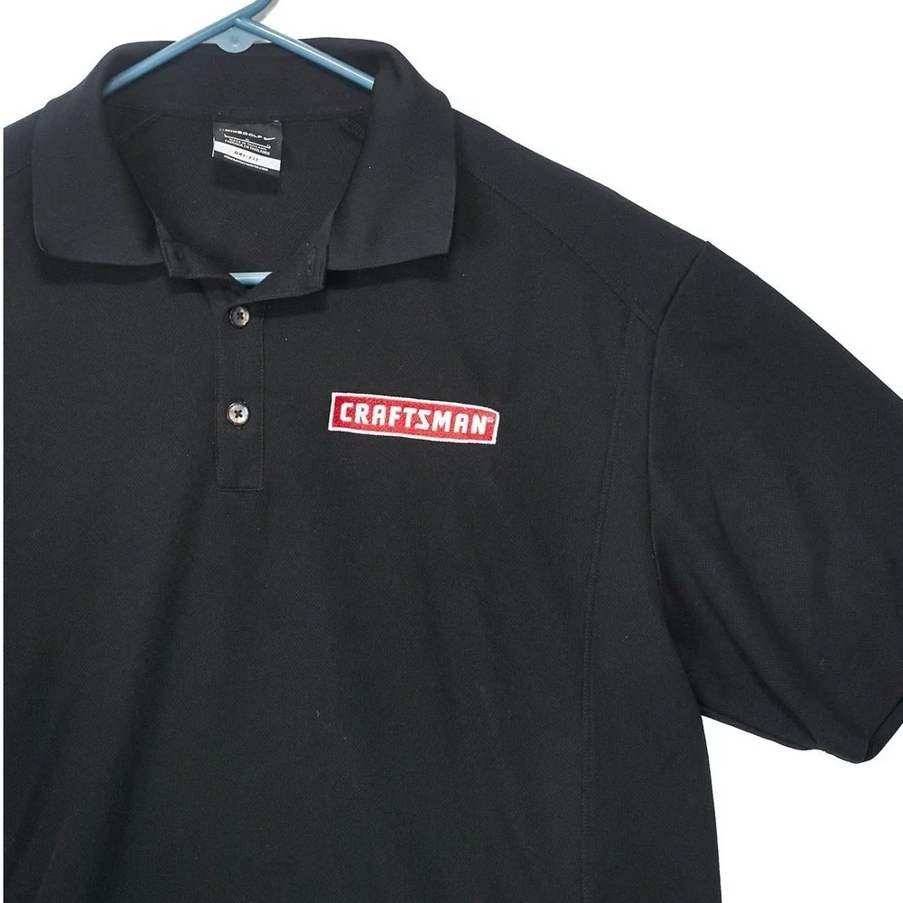 Nike‎ Golf Craftsman Polo Shirt Men's Large Black Dri Fit Embroidered Logo